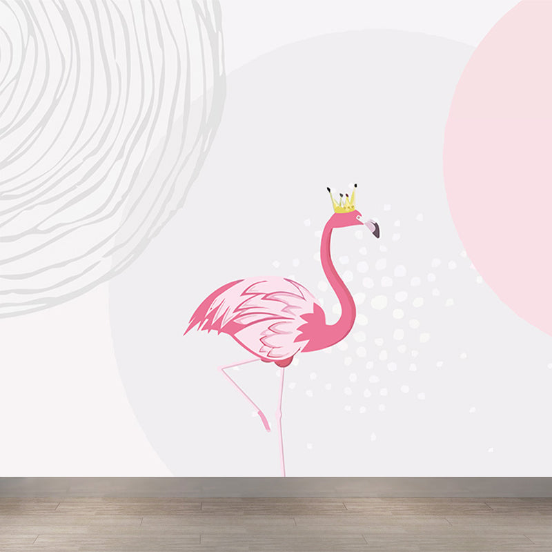 Greater Flamingo Wall Mural Contemporary Non-Woven Wall Covering in Pastel Color Clearhalo 'Wall Decor' 'Wall Mural' 1647276