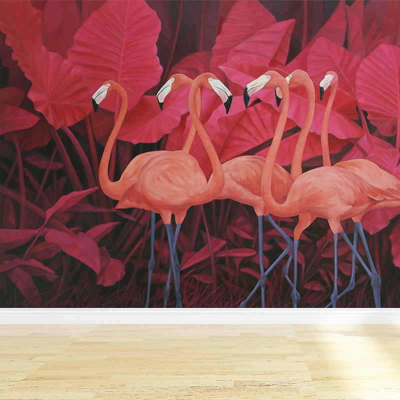 Greater Flamingo Wall Mural Contemporary Non-Woven Wall Covering in Pastel Color Clearhalo 'Wall Decor' 'Wall Mural' 1647281