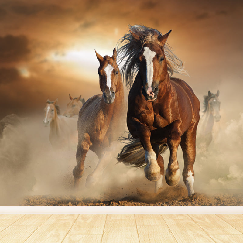 Large Tall Horse Mural Decal Contemporary Tameable Animals Wall Covering in Brown Clearhalo 'Wall Decor' 'Wall Mural' 1647450