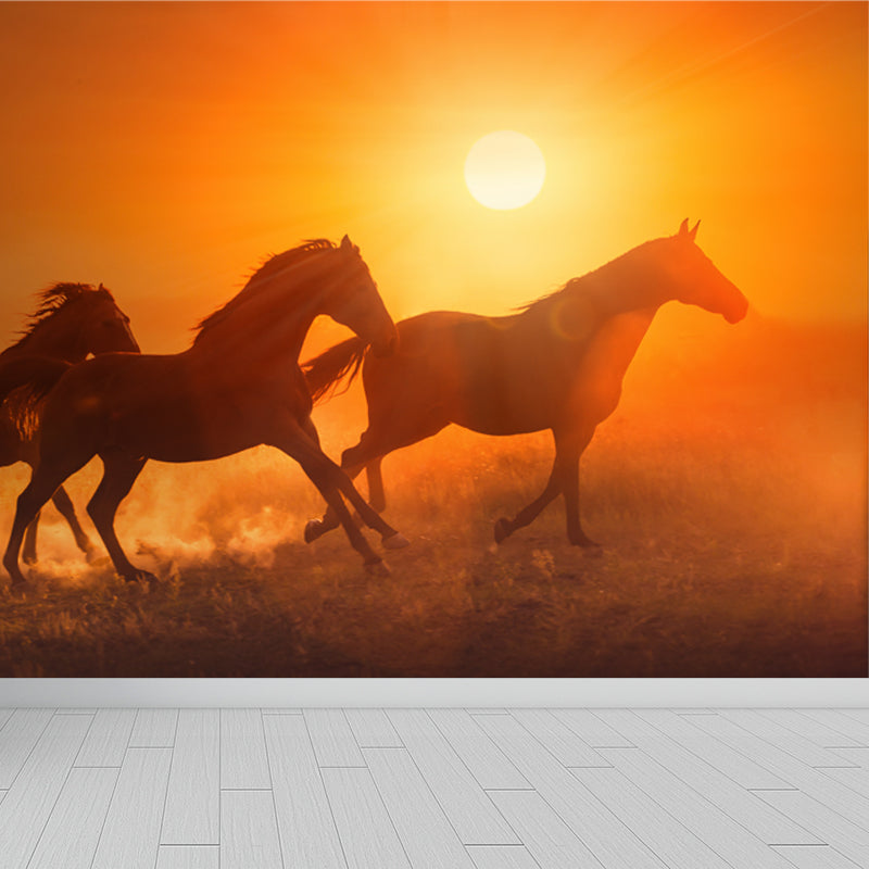 Running Horse and Sunset Mural Decal for Boys Bedroom Animals Wall Decor, Custom Clearhalo 'Wall Decor' 'Wall Mural' 1648170