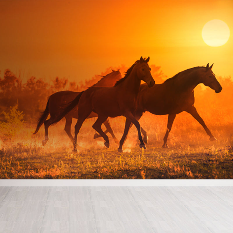 Running Horse and Sunset Mural Decal for Boys Bedroom Animals Wall Decor, Custom Clearhalo 'Wall Decor' 'Wall Mural' 1648174