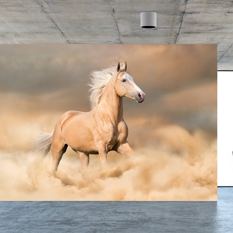 Photography Running Horse Wall Mural for Dining Room, Brown, Custom Size Available Clearhalo 'Wall Decor' 'Wall Mural' 1648255