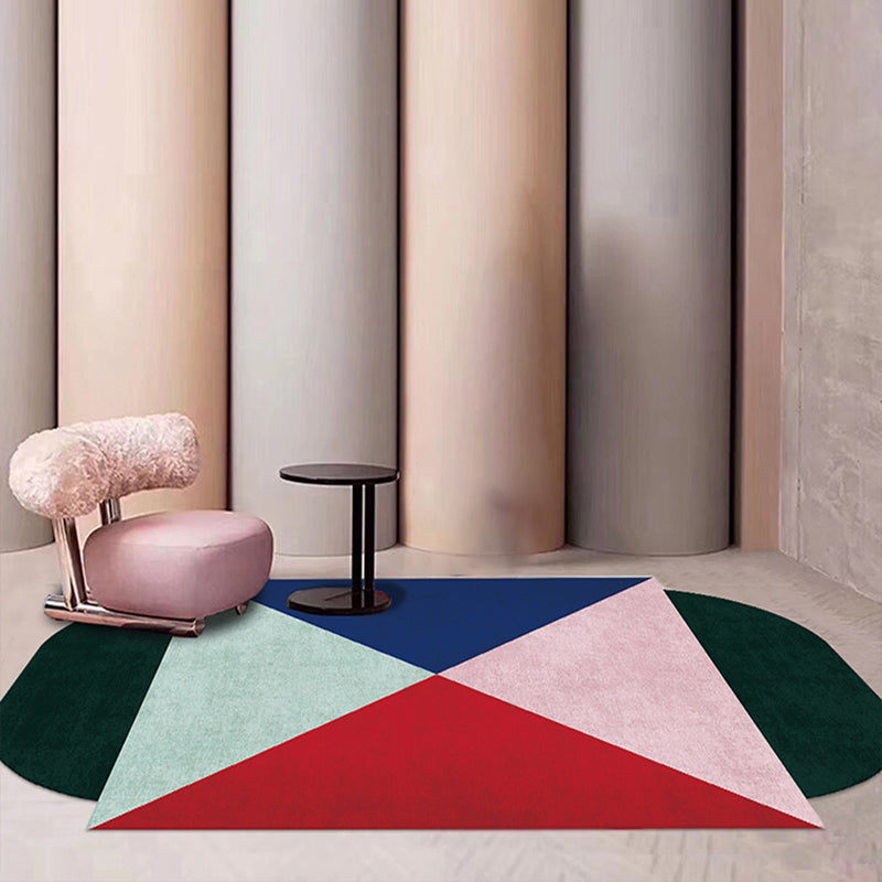 Modern Living Room Irregular Rug Multicolor Color Block Triangle Pattern Rug Polyester Stain-Resistant Area Rug Red Clearhalo 'Area Rug' 'Rug' 1648388