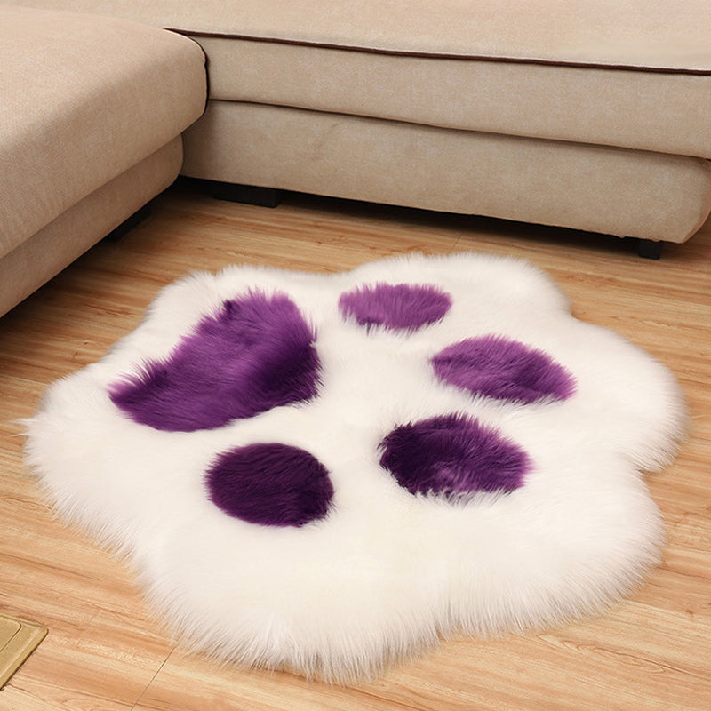 Stylish Kids Irregular Rug in White and Grey Footprint Pattern Rug Polyester Washable Carpet for Children's Room Purple 2'10