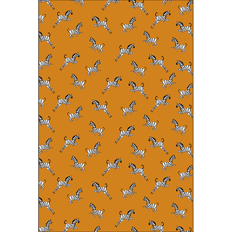 Orange Child's Room Rug Kids Animal Zebra Pattern Area Rug Polyester Stain-Resistant Carpet Clearhalo 'Area Rug' 'Rug' 1648436