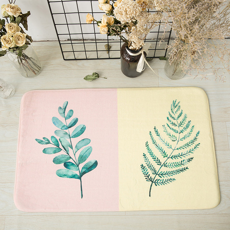 Casual Kids Rug in Pink and Yellow Botanical Cactus Aloe Pattern Rug Polyester Anti-Slip Carpet for Children's Room Yellow 2' x 2'11