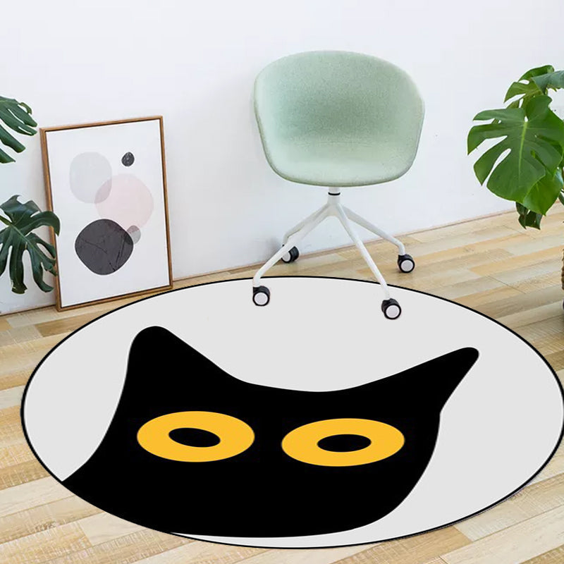 Grey Child's Room Rug Kids Animal Cat Funny Expression Pattern Area Rug Polyester Stain-Resistant Carpet Clearhalo 'Area Rug' 'Rug' 1648524