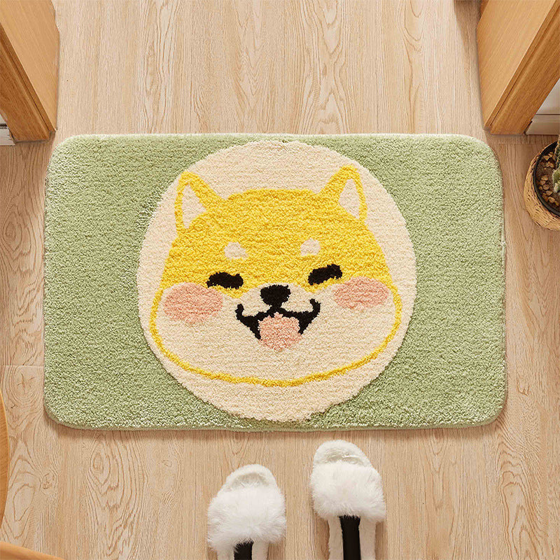 Green Child's Room Rug Kids Animal Dog Circle Pattern Area Rug Polyester Anti-Slip Backing Carpet Clearhalo 'Area Rug' 'Rug' 1648560