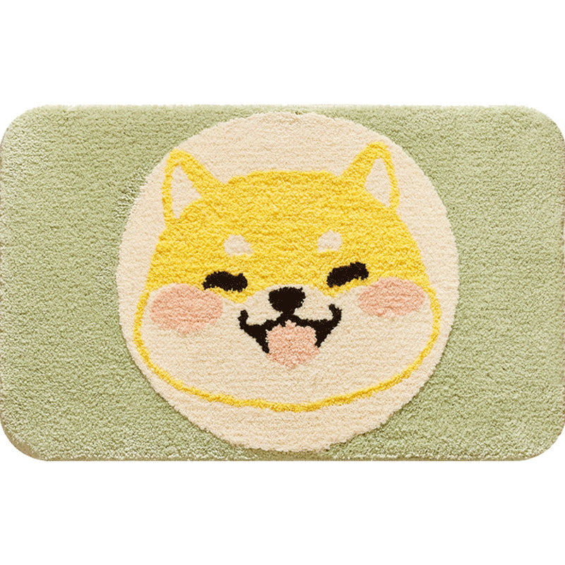 Green Child's Room Rug Kids Animal Dog Circle Pattern Area Rug Polyester Anti-Slip Backing Carpet Clearhalo 'Area Rug' 'Rug' 1648561