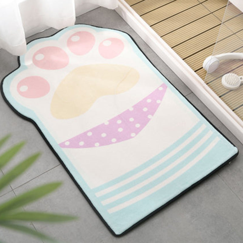 Kids Child's Room Irregular Rug in Pink and Purple Animal Paw Bow Tie Print Rug Polyester Non-Slip Backing Area Rug Blue Clearhalo 'Area Rug' 'Rug' 1648616