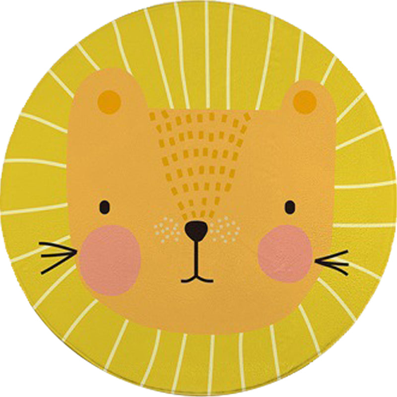 Red and Yellow Child's Room Rug Kids Animal Cat Bear Giraffe Pattern Area Rug Polyester Pet Friendly Washable Carpet Clearhalo 'Area Rug' 'Rug' 1648693