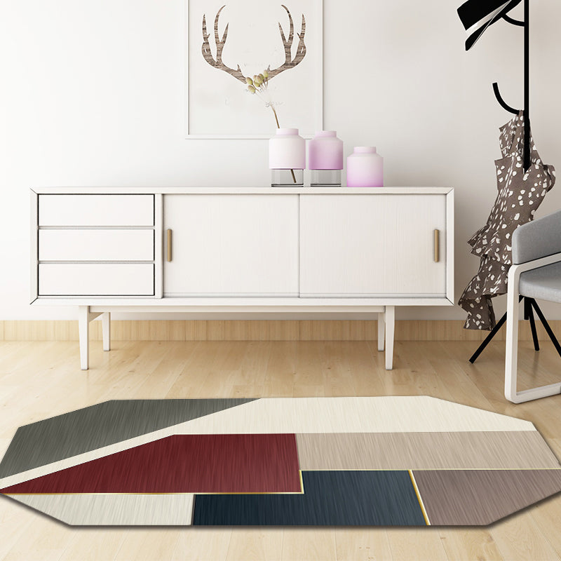 Modern Living Room Irregular Rug in Brown Color Block Pattern Rug Polyester Machine Washable Area Rug Clearhalo 'Area Rug' 'Rug' 1648716