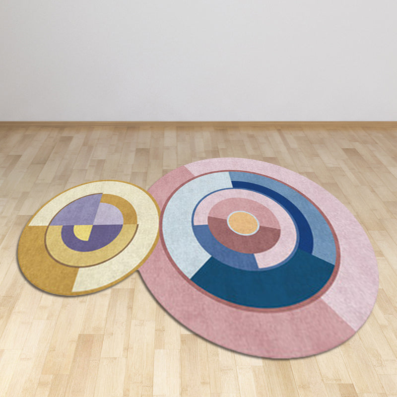 Novelty Modern Irregular Rug in Pink and Yellow Color Block Circle Print Rug Polyester Non-Slip Carpet for Home Decor Clearhalo 'Area Rug' 'Rug' 1648730