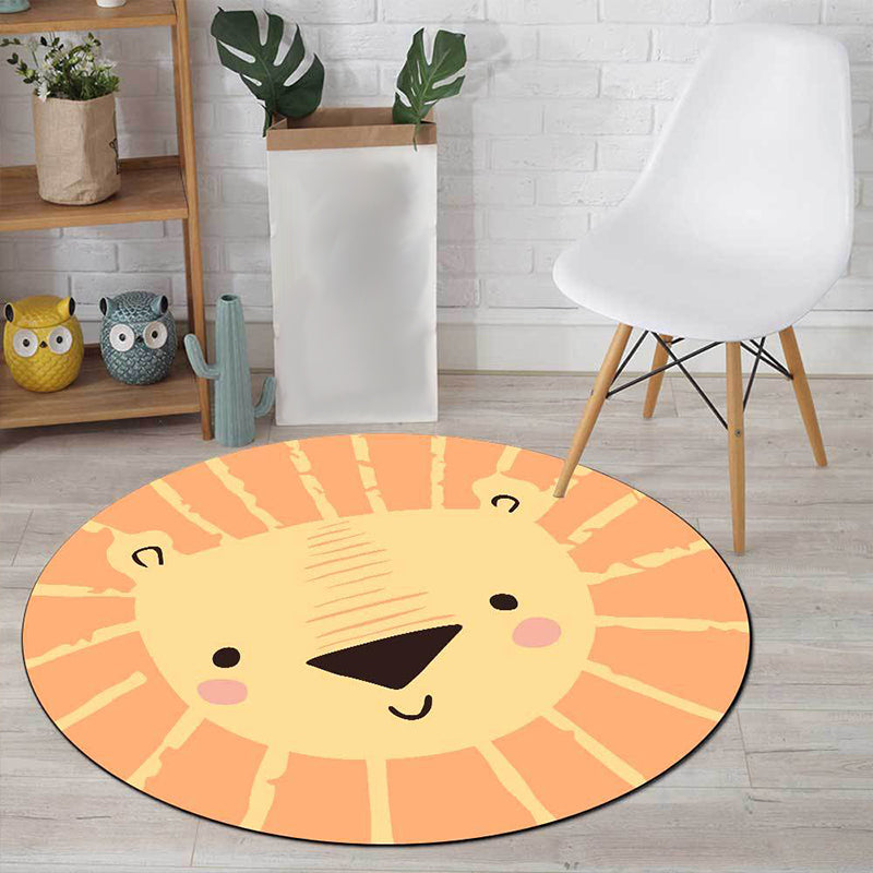 Kids Bedroom Rug in Yellow Animal Lion Print Rug Polyester Pet Friendly Anti-Slip Area Rug Clearhalo 'Area Rug' 'Rug' 1648800