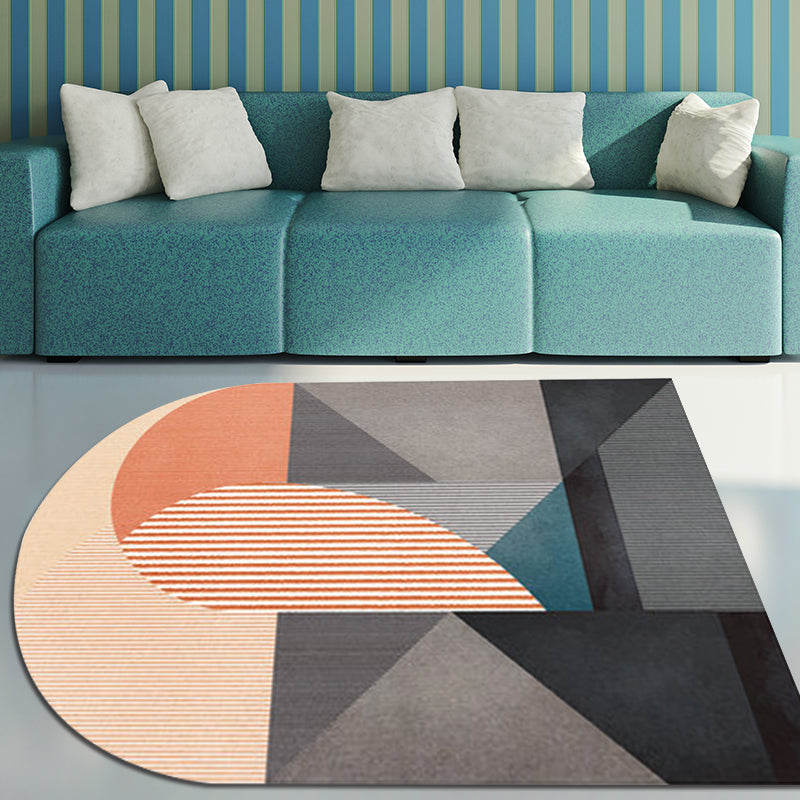 Modern Living Room Irregular Rug in Grey and Yellow Color Block Stripe Pattern Rug Polyester Non-Slip Area Rug Grey Clearhalo 'Area Rug' 'Rug' 1648817