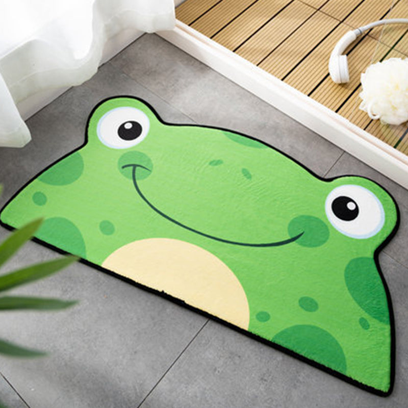 Irregular Nursery Rug Orange and Green Kids Animal Frog Cat Bear Pattern Area Rug Polyester Pet Friendly Carpet Green 2' x 3'11