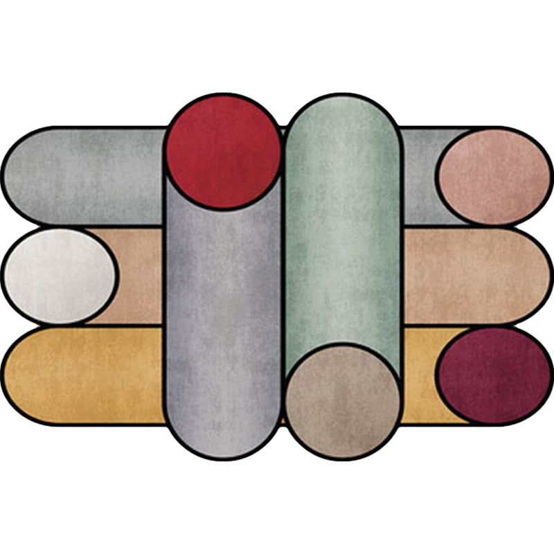 Nordic Modern Irregular Rug in Grey Color Block Oval Print Area Rug Polyester Washable Carpet for Home Decoration Clearhalo 'Area Rug' 'Rug' 1648930