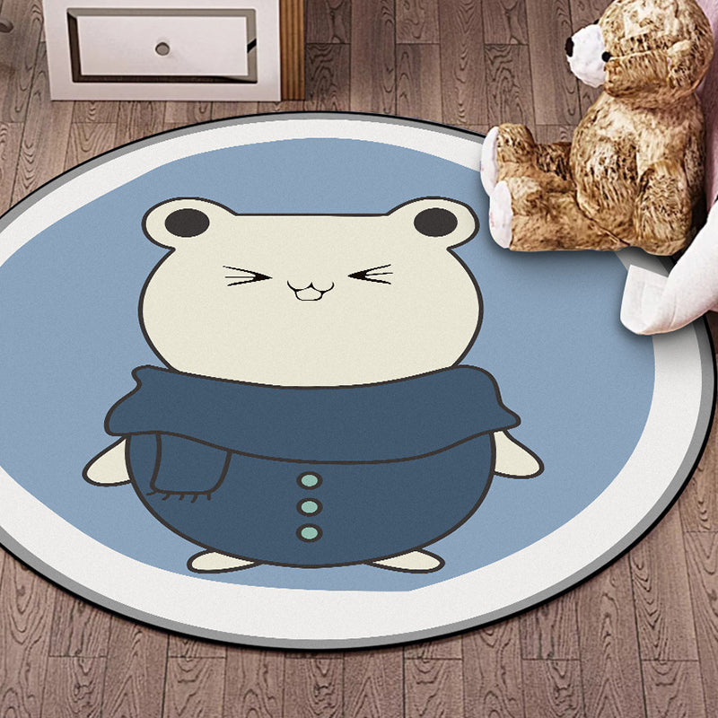 Blue Child's Room Rug Kids Animal Hamster Pattern Area Rug Polyester Stain-Resistant Carpet Clearhalo 'Area Rug' 'Rug' 1648968