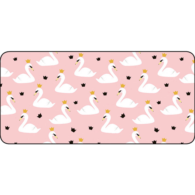 Casual Kids Rug in Pink Animal Swan Crown Pattern Rug Polyester Non-Slip Carpet for Children's Room Clearhalo 'Area Rug' 'Rug' 1649007