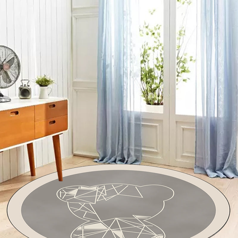 Cute Kids Rug in Grey and Brown Animal Bear Geometry Pattern Rug Polyester Stain-Resistant Carpet for Nursery Clearhalo 'Area Rug' 'Rug' 1649026