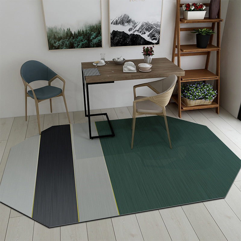 Contemporary Modern Irregular Rug in Black and Green Color Block Print Area Rug Polyester Non-Slip Carpet for Home Decor Green Clearhalo 'Area Rug' 'Rug' 1649101