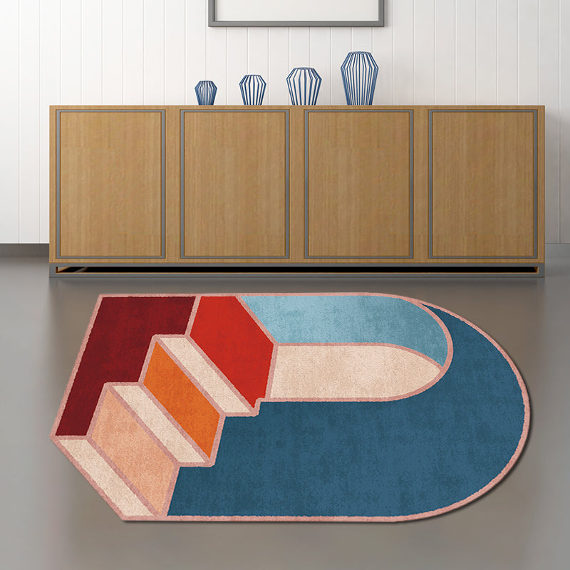 Irregular Bedroom Rug in Blue Modern Colorblock Stair Door Pattern Area Rug Polyester Anti-Slip Backing Carpet Blue Clearhalo 'Area Rug' 'Rug' 1649104