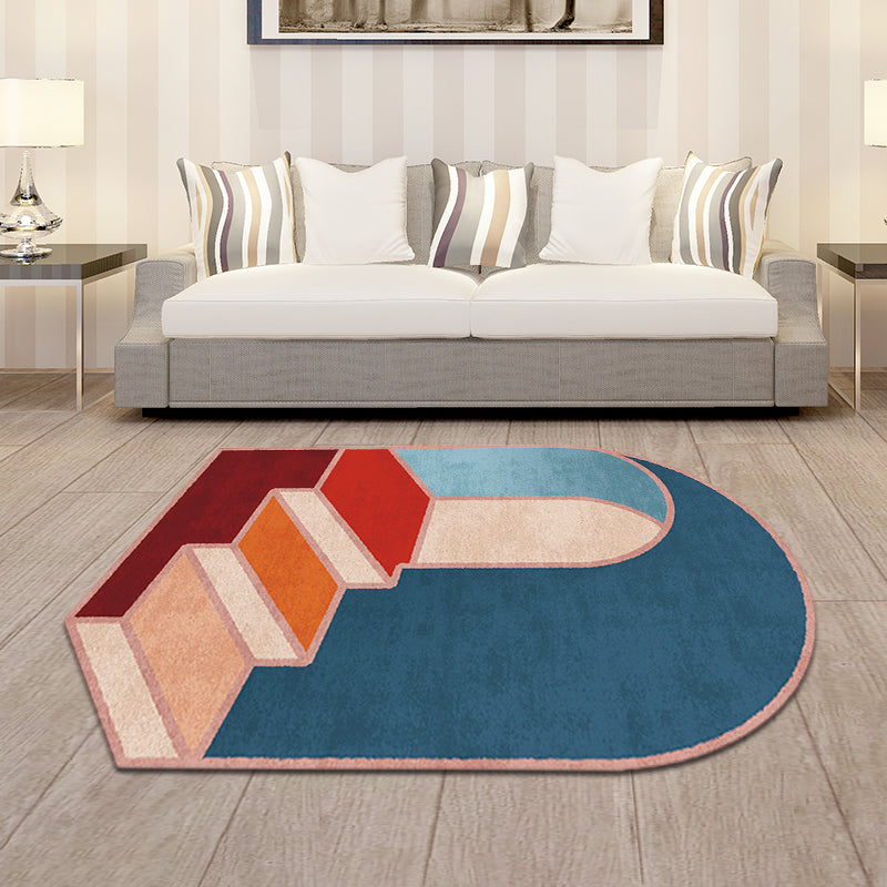 Irregular Bedroom Rug in Blue Modern Colorblock Stair Door Pattern Area Rug Polyester Anti-Slip Backing Carpet Clearhalo 'Area Rug' 'Rug' 1649105