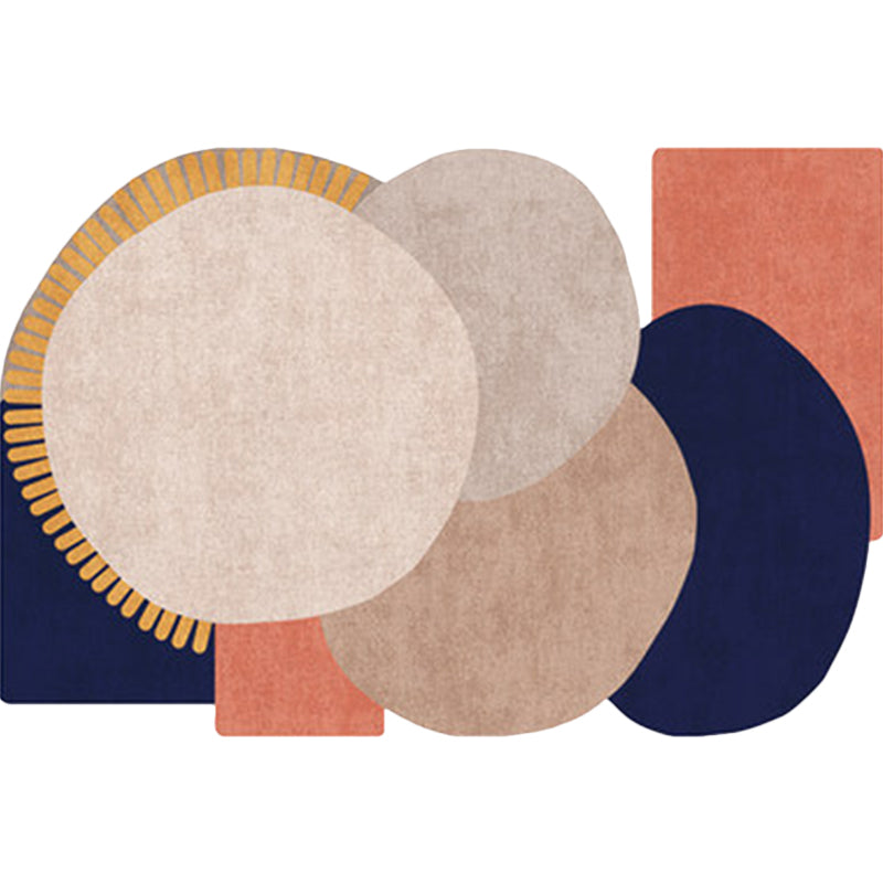 Modern Living Room Irregular Rug in Brown and Blue Color Block Circle Pattern Rug Polyester Pet Friendly Area Rug Clearhalo 'Area Rug' 'Rug' 1649112