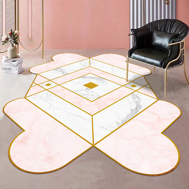 Irregular Bedroom Rug in Pink Modern Colorblock Diamond Pattern Area Rug Polyester Pet Friendly Carpet Pink Clearhalo 'Area Rug' 'Rug' 1649116