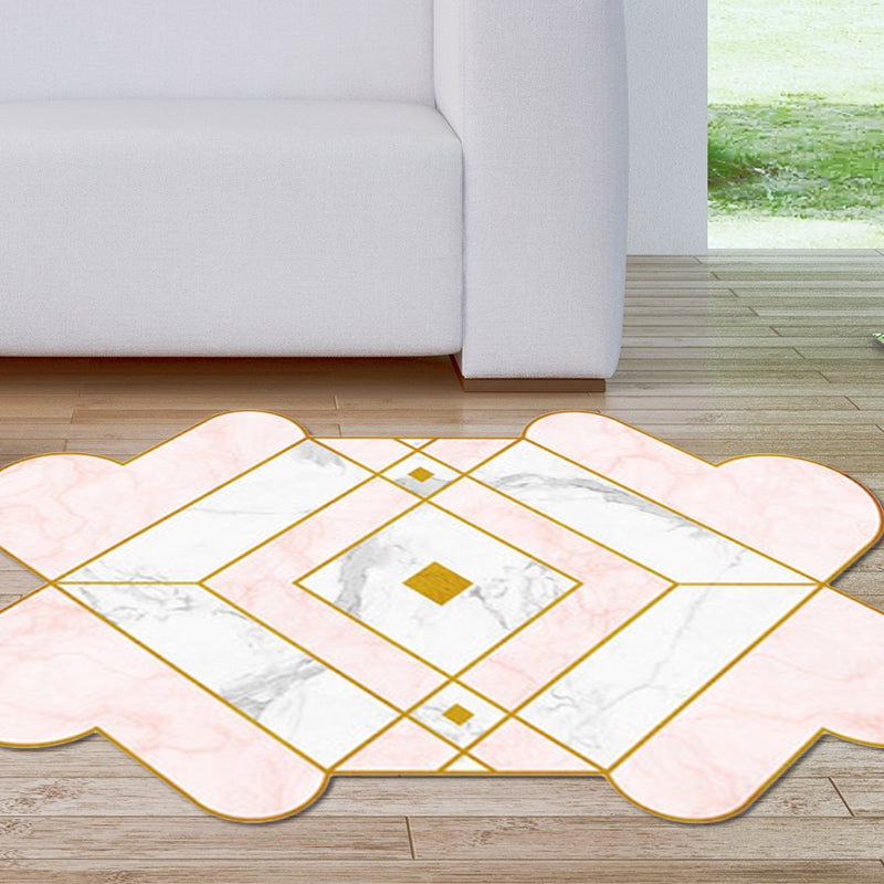 Irregular Bedroom Rug in Pink Modern Colorblock Diamond Pattern Area Rug Polyester Pet Friendly Carpet Clearhalo 'Area Rug' 'Rug' 1649117