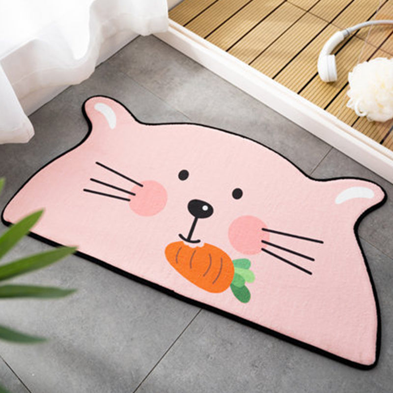 Kids Child's Room Irregular Rug in Pink and Orange Animal Tiger Lion Rabbit Print Rug Polyester Stain-Resistant Area Rug Pink 2' x 3'11