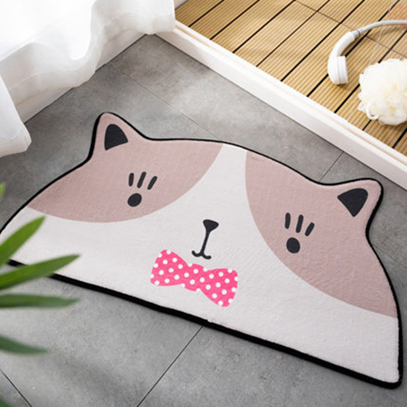 Kids Child's Room Irregular Rug in Pink and Orange Animal Tiger Lion Rabbit Print Rug Polyester Stain-Resistant Area Rug Grey 2' x 3'11