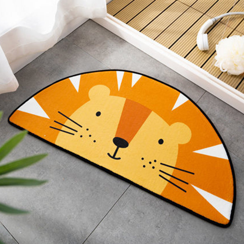 Kids Child's Room Irregular Rug in Pink and Orange Animal Tiger Lion Rabbit Print Rug Polyester Stain-Resistant Area Rug Light Orange 2' x 3'11