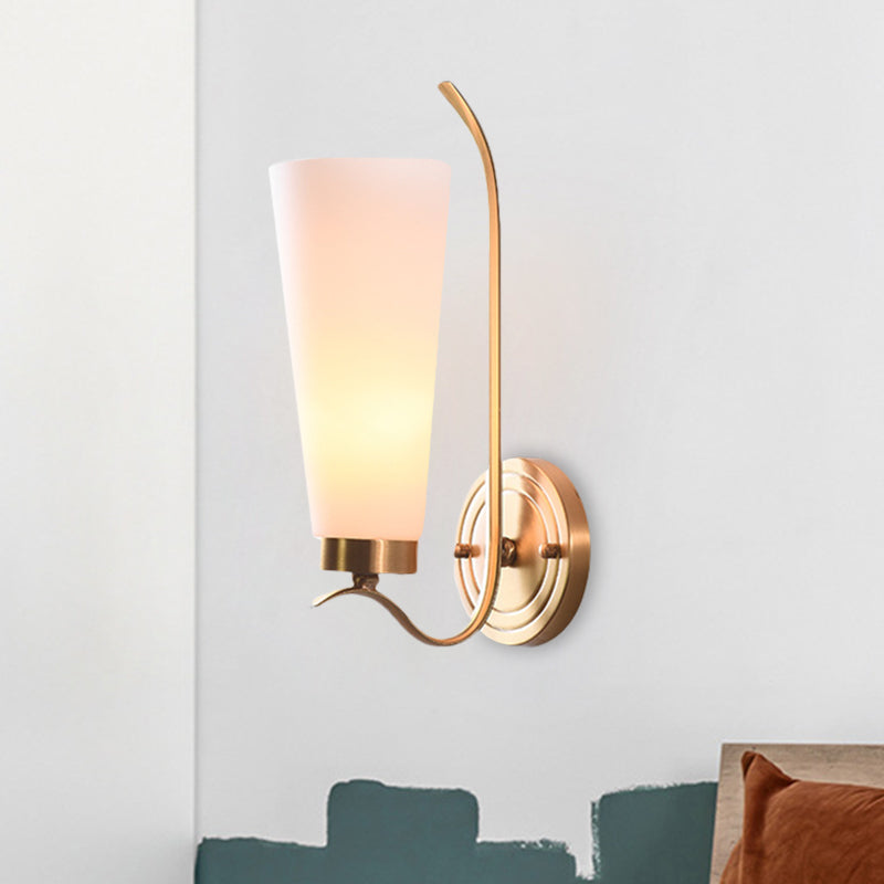 Opal Glass Brass Wall Sconce Elongated 1/2-Light Rural Wall Lighting Fixture for Guest Room Clearhalo 'Wall Lamps & Sconces' 'Wall Lights' Lighting' 1649733