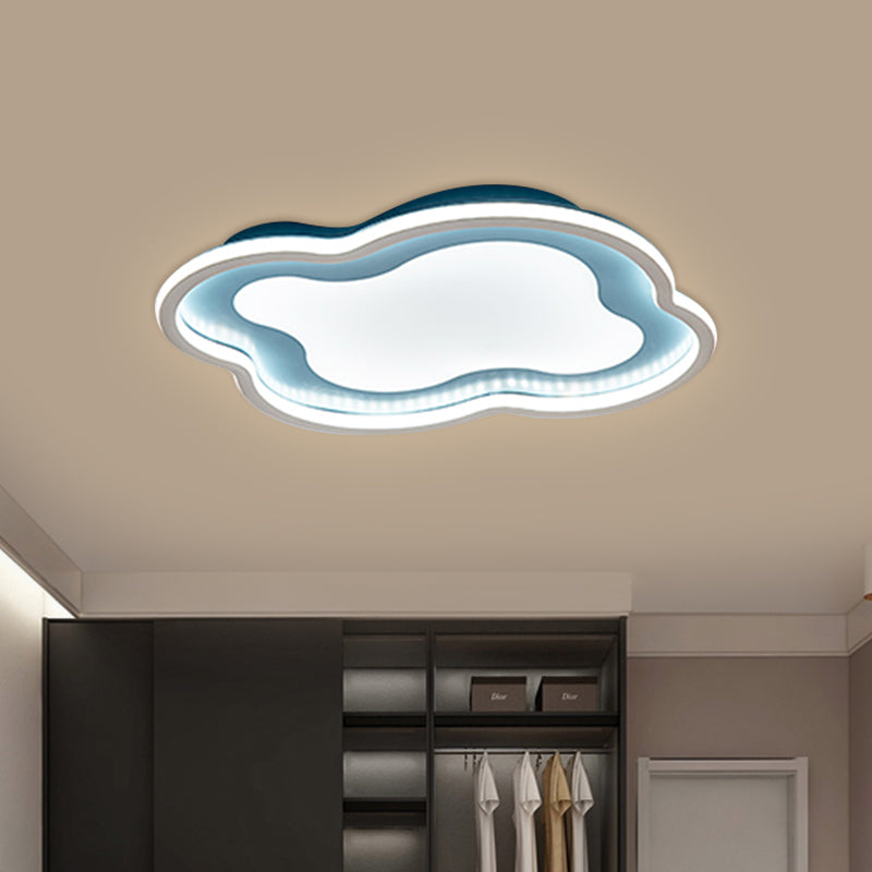 White/Blue Cloud Shape Flush Mount Lamp Modernist Metallic LED Ceiling Light Fixture for Nursery Room, Warm/White Light Blue Clearhalo 'Ceiling Lights' 'Close To Ceiling Lights' 'Close to ceiling' 'Flush mount' Lighting' 1650340