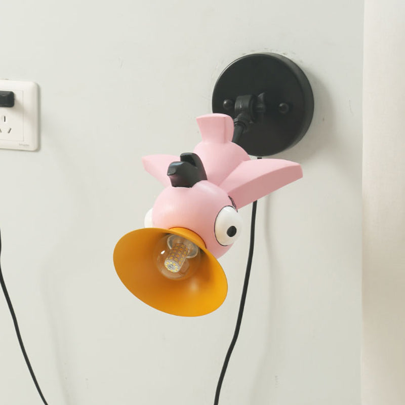 Pink Bird Like Sconce Light Fixture Cartoon LED Metal Wall Mounted Lamp for Girls Room Clearhalo 'Wall Lamps & Sconces' 'Wall Lights' Lighting' 1650418