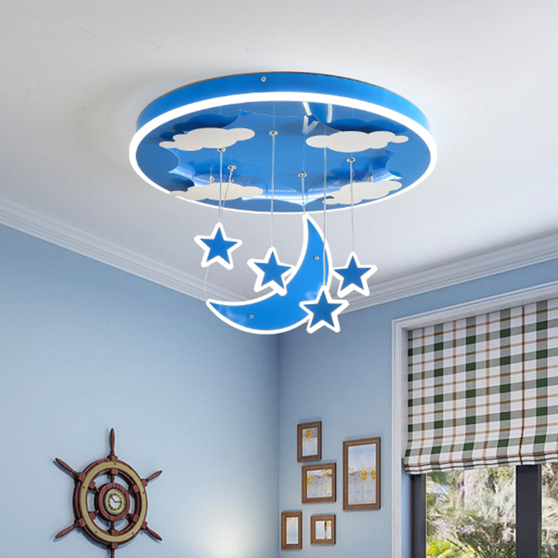 Starry Sky Children Room Hanging Lighting Acrylic LED Modern Cluster Pendant Light Fixture in Pink/Blue Clearhalo 'Ceiling Lights' 'Pendant Lights' 'Pendants' Lighting' 1651220