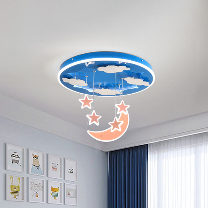 Starry Sky Children Room Hanging Lighting Acrylic LED Modern Cluster Pendant Light Fixture in Pink/Blue Clearhalo 'Ceiling Lights' 'Pendant Lights' 'Pendants' Lighting' 1651226