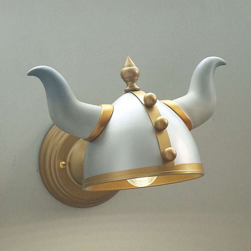 Metallic Horn Hat Wall Light Sconce Cartoon 1 Head Gold and Silver Wall Mount Lamp Fixture Clearhalo 'Wall Lamps & Sconces' 'Wall Lights' Lighting' 1652091