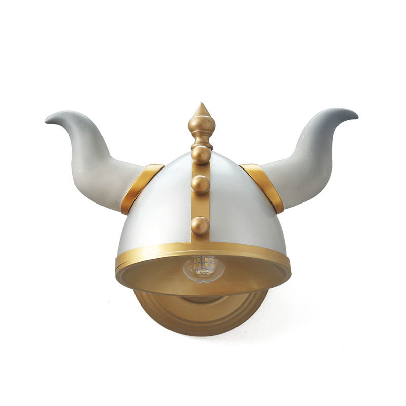 Metallic Horn Hat Wall Light Sconce Cartoon 1 Head Gold and Silver Wall Mount Lamp Fixture Clearhalo 'Wall Lamps & Sconces' 'Wall Lights' Lighting' 1652092