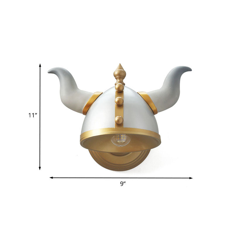 Metallic Horn Hat Wall Light Sconce Cartoon 1 Head Gold and Silver Wall Mount Lamp Fixture Clearhalo 'Wall Lamps & Sconces' 'Wall Lights' Lighting' 1652093