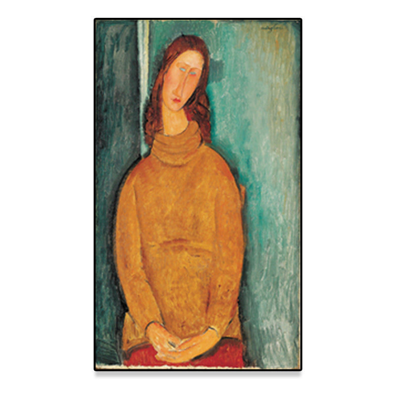 Textured Modigliani Woman Portrait Art Print Canvas Vintage Painting for Girls Room Clearhalo 'Arts' 'Canvas Art' 1653298