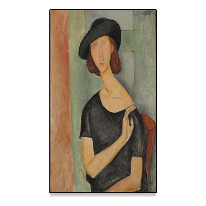 Textured Modigliani Woman Portrait Art Print Canvas Vintage Painting for Girls Room Clearhalo 'Arts' 'Canvas Art' 1653310