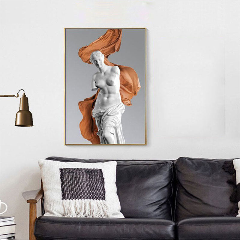 White Statue Canvas Wall Art Venus De Milo Modern Textured Wall Decor for Dorm Room White Clearhalo 'Art Gallery' 'Canvas Art' 'Contemporary Art Gallery' 'Modern' Arts' 1653775