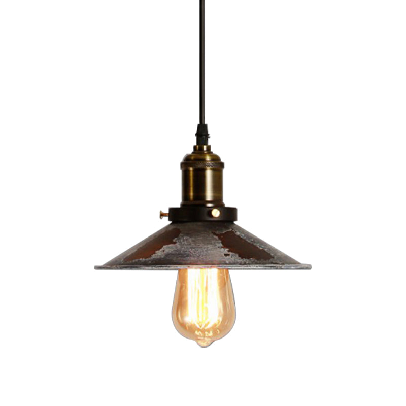 1 Head Conic Ceiling Pendant Adjustable Antique Stylish Rust Metal Suspension Lamp for Dining Room Clearhalo 'Art Deco Pendants' 'Cast Iron' 'Ceiling Lights' 'Ceramic' 'Crystal' 'Industrial Pendants' 'Industrial' 'Metal' 'Middle Century Pendants' 'Pendant Lights' 'Pendants' 'Tiffany' Lighting' 165383