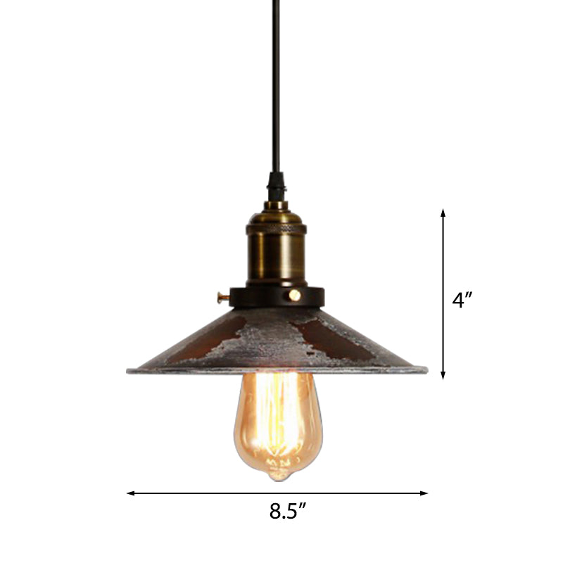 1 Head Conic Ceiling Pendant Adjustable Antique Stylish Rust Metal Suspension Lamp for Dining Room Clearhalo 'Art Deco Pendants' 'Cast Iron' 'Ceiling Lights' 'Ceramic' 'Crystal' 'Industrial Pendants' 'Industrial' 'Metal' 'Middle Century Pendants' 'Pendant Lights' 'Pendants' 'Tiffany' Lighting' 165384