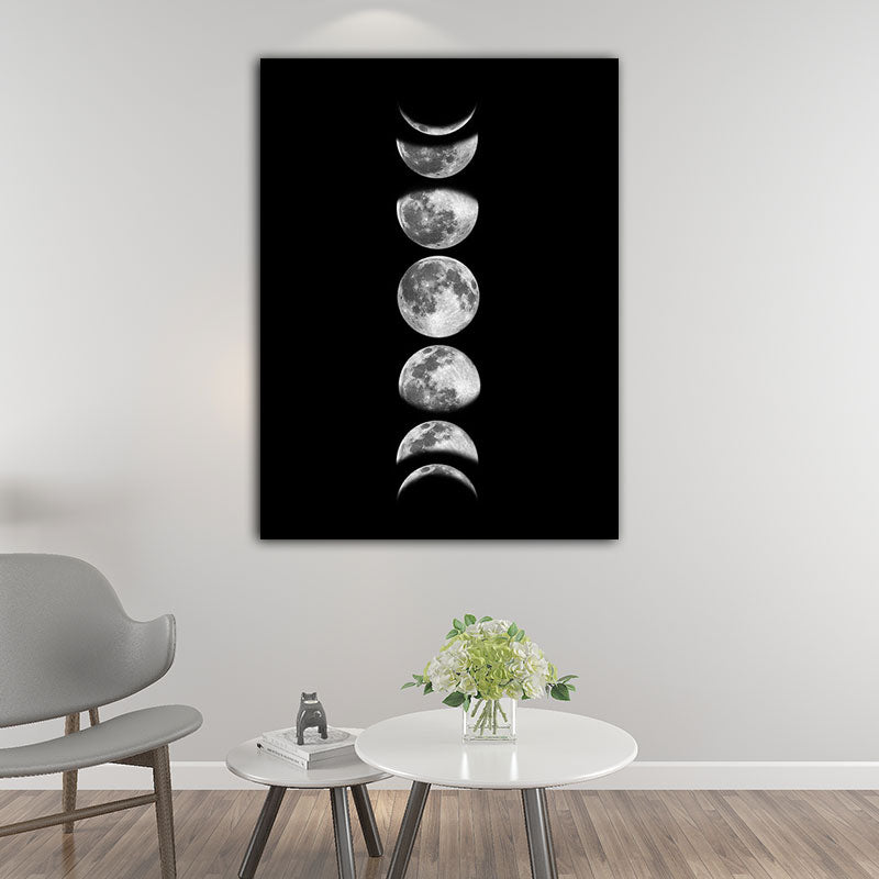 Textured Moon Phrase Art Print Canvas Minimalism Wall Decoration for House Interior Black Clearhalo 'Art Gallery' 'Canvas Art' 'Contemporary Art Gallery' 'Contemporary Art' 'Minimalism' 'Minimalist Art Gallery' 'Scandinavian' Arts' 1653848