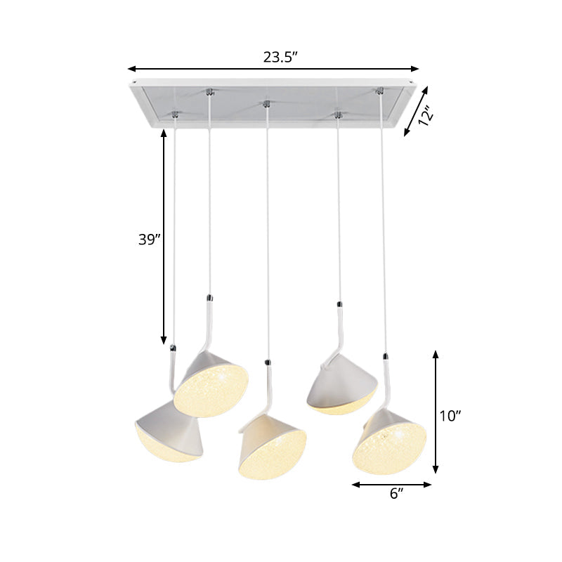 White Cone Ceiling Lamp Minimal Metal 5 Lights Dining Room Pendant Light with Acrylic Diffuser Clearhalo 'Ceiling Lights' 'Modern Pendants' 'Modern' 'Pendant Lights' 'Pendants' Lighting' 165519