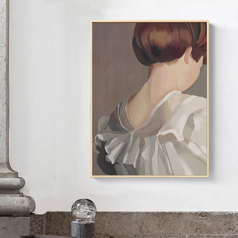 White Girls Back Painting Art Print Textured Traditional Bathroom Wall Decoration White Clearhalo 'Art Gallery' 'Canvas Art' 'Traditional' Arts' 1655912