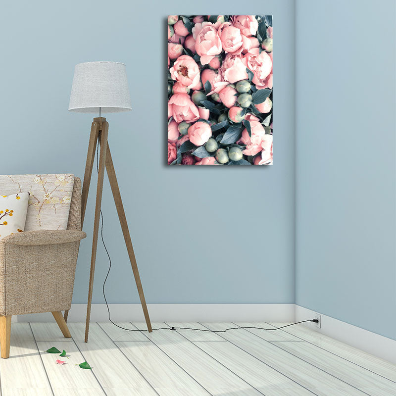 Textured Flower Buds Wall Decor Nordic Stylish Canvas Art Print in Pink and Green Clearhalo 'Arts' 'Canvas Art' 1657859